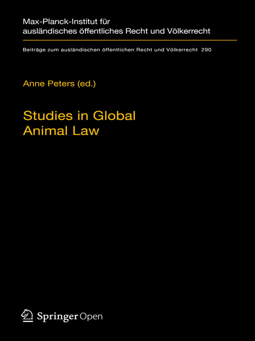 Title details for Studies in Global Animal Law by Anne Peters - Available